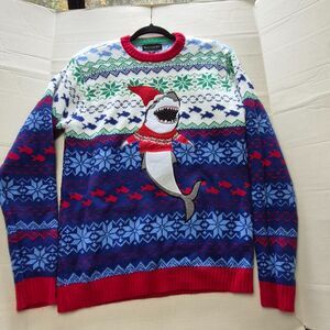Blizzard Bay Winter Sweater with Shark on Front Size Med, 100% Acrylic.